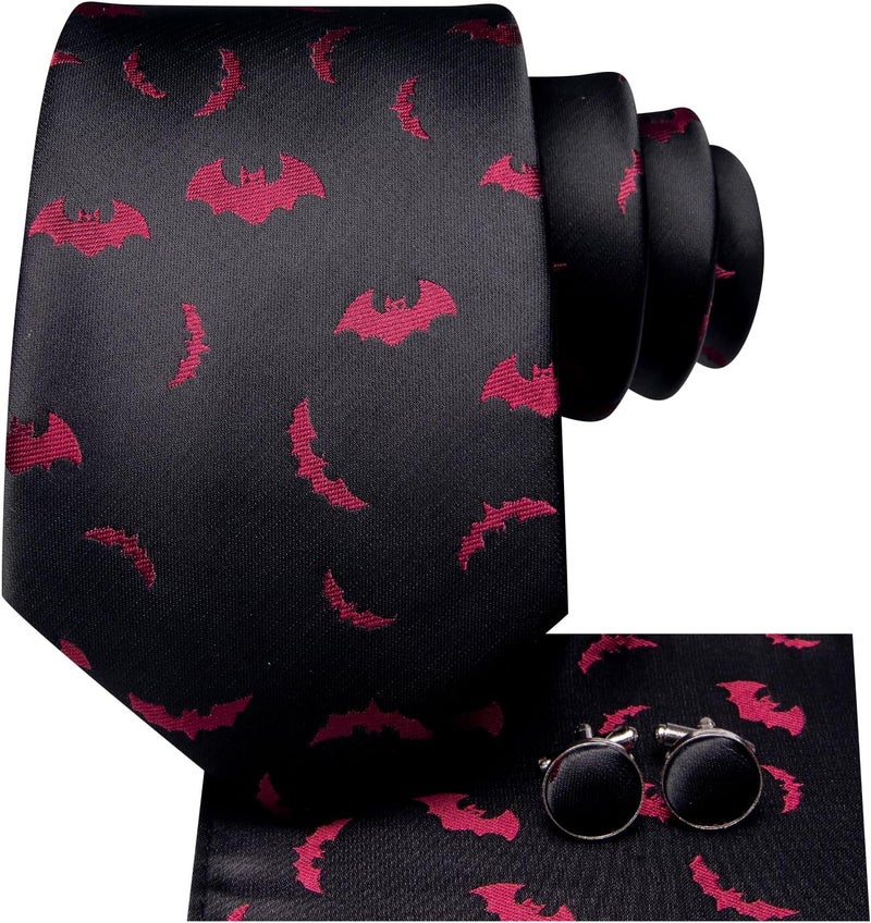 Dubulle Mens Tie Set Solid Paisley Silk Striped Necktie for Men with Cufflinks Tie and Pocket Square - Image 3